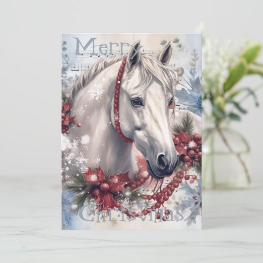 Pferd Winter Weihnachten Wasserfarbe (Stehend Vorderseite)