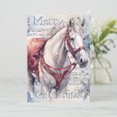 Pferd Winter Weihnachten Wasserfarbe (Stehend Vorderseite)