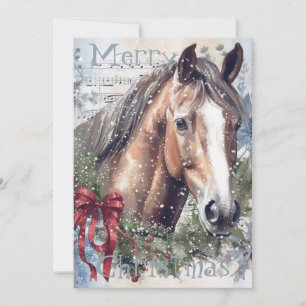 Pferd Winter Weihnachten Wasserfarbe