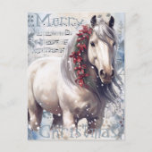 Pferd Winter Weihnachten Wasserfarbe (Vorderseite)