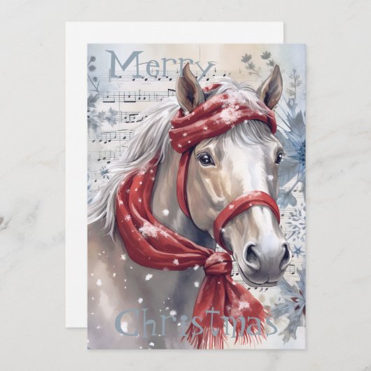 Pferd Winter Weihnachten Wasserfarbe (Vorne/Hinten)