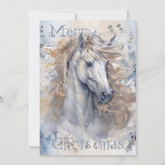 Pferd Winter Weihnachten Wasserfarbe (Vorderseite)