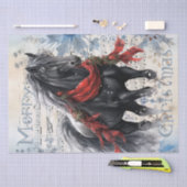 Pferd Winter Weihnachten Wasserfarbe Seidenpapier (Handwerk)