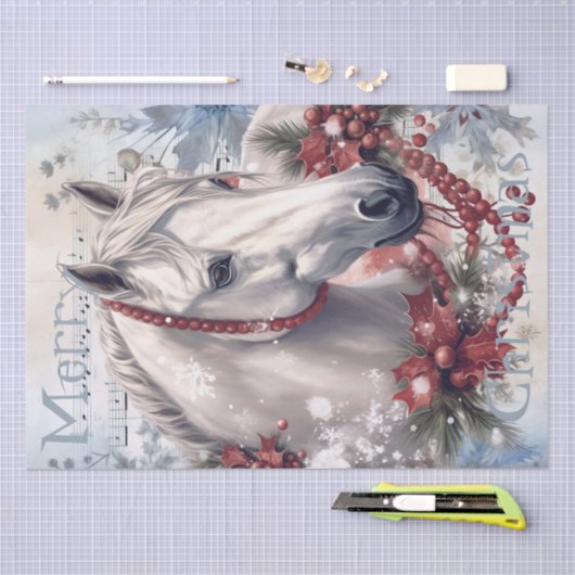 Pferd Winter Weihnachten Wasserfarbe Seidenpapier (Handwerk)
