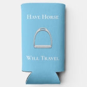 "Pferd wird reisen" Reittier blau Selters Dosenkühler (Rückseite)