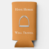 "Pferd wird reisen" Reittier Orange Selters Dosenkühler (Rückseite)