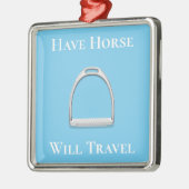 "Pferd wird reisen" Stirrup Eisen auf blau Ornament Aus Metall (Links)