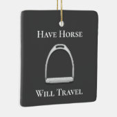 "Pferd wird reisen" Stirrup Eisen grau Keramikornament (Rechts)