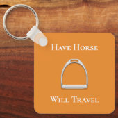 "Pferd wird reisen" Stirrup Eisen Orange Schlüsselanhänger (Vorderseite)