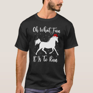 Pferd Xmas Oh Was Für Ein Spaß Es Ist Zu Laufen Pf T-Shirt