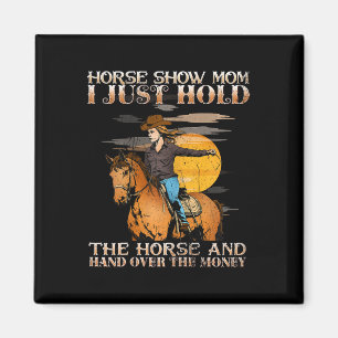Pferd zeigen Mama, ich halte nur das Pferd und geb Magnet