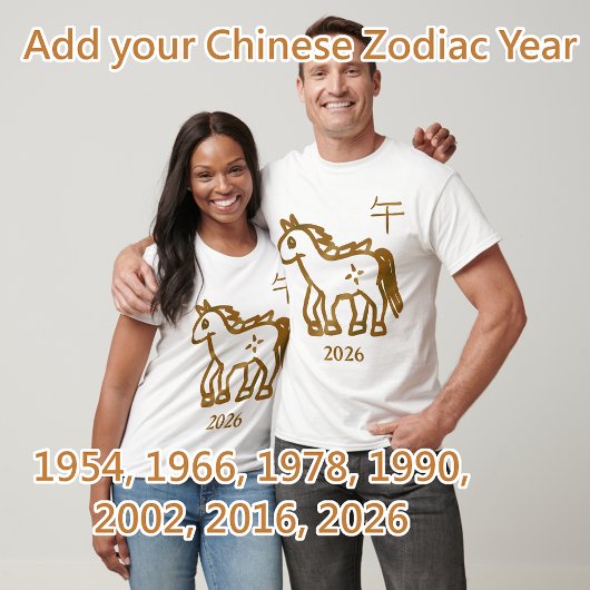 Pferd Zodiac individuell anpassbares Jahr T-Shirt