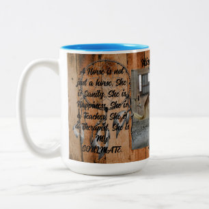 Pferd Zwei-Tonen-Tasse mit Federn, 15 oz Zweifarbige Tasse