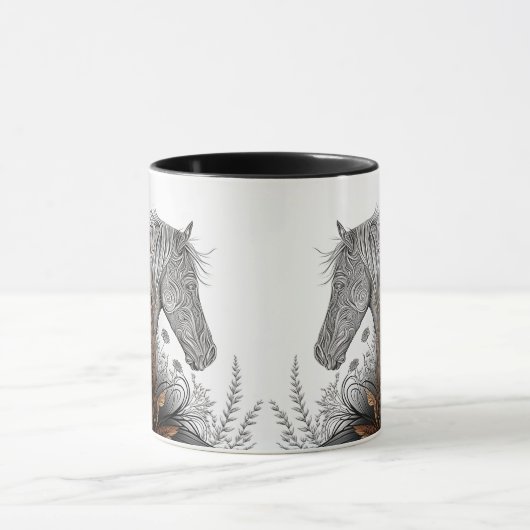 Pferde #03 - Kupfer und Tinte Tasse Cup (Zentrum)