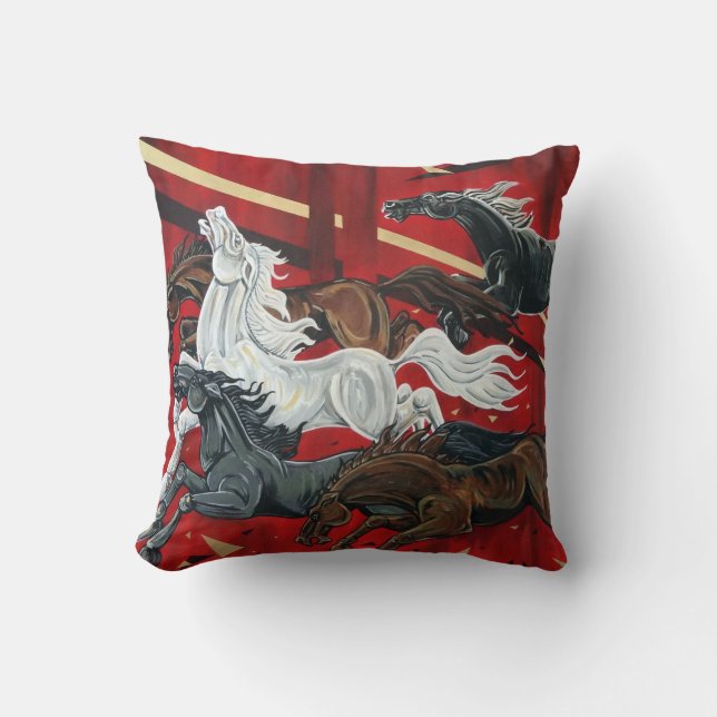 Pferde 16" X 16" Kissen (Vorderseite)