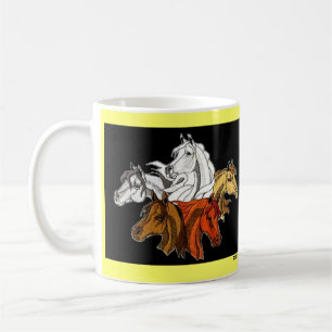 Pferde - 5 Kopfstudien Kaffeetasse