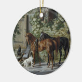 Pferde am Stable Porch (von Albrecht Adam) Keramik Ornament (Links)