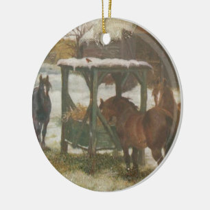 Pferde am Weihnachtstag Keramik Ornament