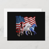 Pferde Amerikanisches Flaggenpferd Feiertagspostkarte (Vorne/Hinten)
