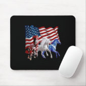 Pferde Amerikanisches Flaggenpferd Mousepad (Mit Mouse)