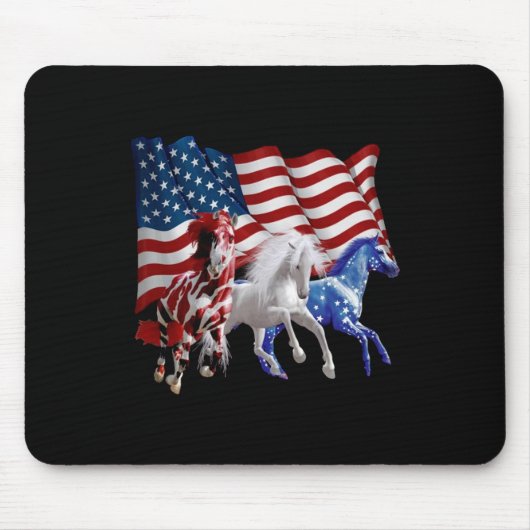 Pferde Amerikanisches Flaggenpferd Mousepad (Vorne)