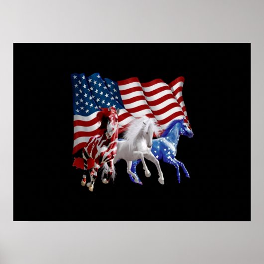 Pferde Amerikanisches Flaggenpferd Poster (Vorne)