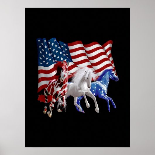 Pferde Amerikanisches Flaggenpferd Poster (Vorne)