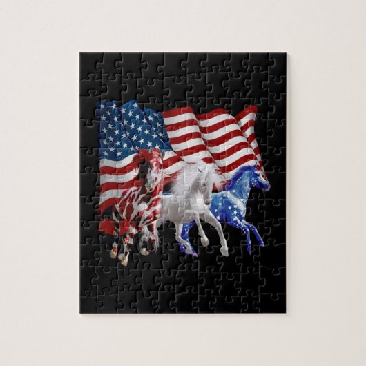Pferde Amerikanisches Flaggenpferd Puzzle (Vertikal)