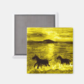 Pferde an der goldenen Küste Magnet (Vorderseite/Rückseite)