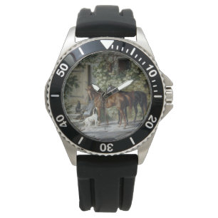 Pferde an der Porch (von Albrecht Adam) Armbanduhr
