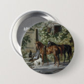 Pferde an der Porch (von Albrecht Adam) Button (Vorne & Hinten)