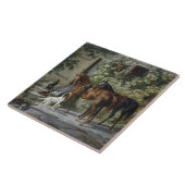 Pferde an der Porch (von Albrecht Adam) Fliese (Seite)