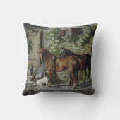Pferde an der Porch (von Albrecht Adam) Kissen (Rückseite)