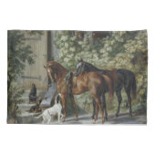 Pferde an der Porch (von Albrecht Adam) Kissenbezug (Rückseite)