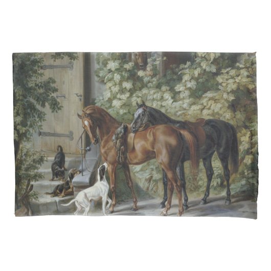 Pferde an der Porch (von Albrecht Adam) Kissenbezug (Vorderseite)