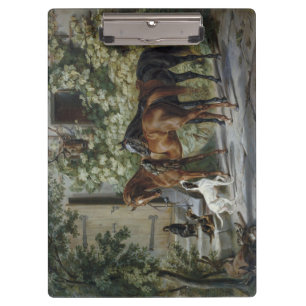 Pferde an der Porch (von Albrecht Adam) Klemmbrett