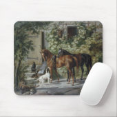 Pferde an der Porch (von Albrecht Adam) Mousepad (Mit Mouse)