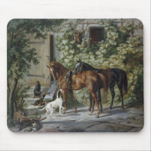 Pferde an der Porch (von Albrecht Adam) Mousepad