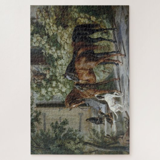 Pferde an der Porch (von Albrecht Adam) Puzzle (Vertikal)