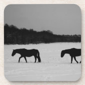 Pferde an der Schneeküste Getränkeuntersetzer (Vorderseite)