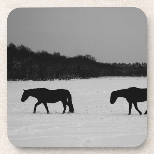 Pferde an der Schneeküste Getränkeuntersetzer (Vorderseite)