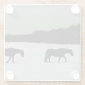 Pferde an der Schneeküste Glasuntersetzer (Rückseite)