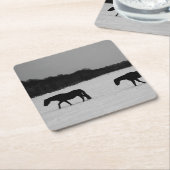 Pferde an der Schneeküste Rechteckiger Pappuntersetzer (angewinkelt)
