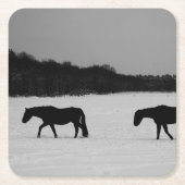 Pferde an der Schneeküste Rechteckiger Pappuntersetzer (Vorderseite)