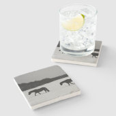 Pferde an der Schneeküste Steinuntersetzer (Seitenansicht)