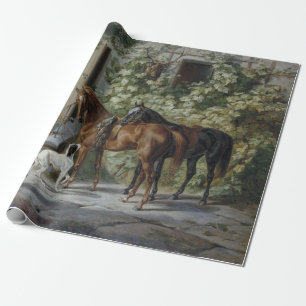 Pferde an der Veranda (von Albrecht Adam) Geschenkpapier