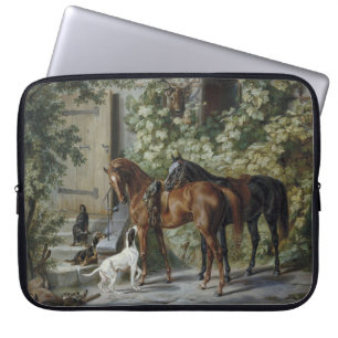 Pferde an der Veranda (von Albrecht Adam) Laptopschutzhülle