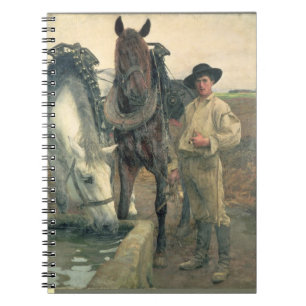 Pferde an der Wasser-Abflussrinne, 1884 (Öl auf Notizblock