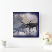 Pferde an Winterstrom Wanduhr (Zuhause)