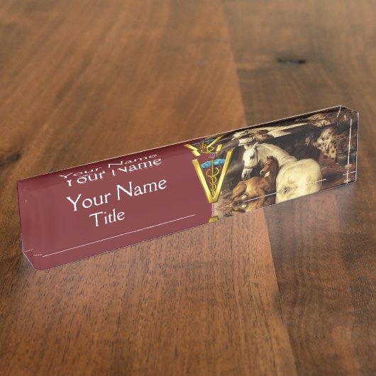 PFERDE, ANDERE TIERE, CADUCEUS-TIERARZT-SYMBOL NAMENSPLAKETTE (Seite)